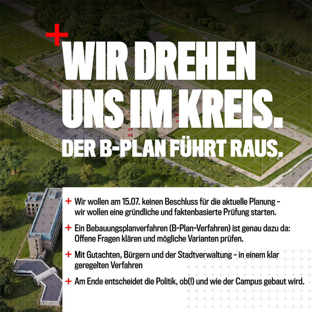 Wir drheen uns im Kreis. Der B-Plan führt raus.